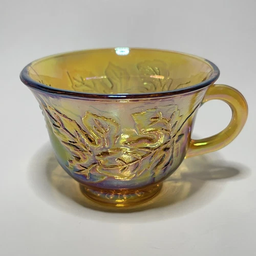 Indiana Glass Marigold Harvest Grapes Tea Cups Iridescent Carnival Glass