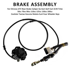 Go Kart Golf Cart ATV Rear Hydraulic Brake Assembly Caliper Master Cylinder Kit