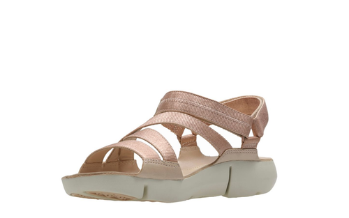 Saldi Clarks Tri Sienna Donna Rosa pelle Oro Rip Nastro Sandalo Basso | eBay