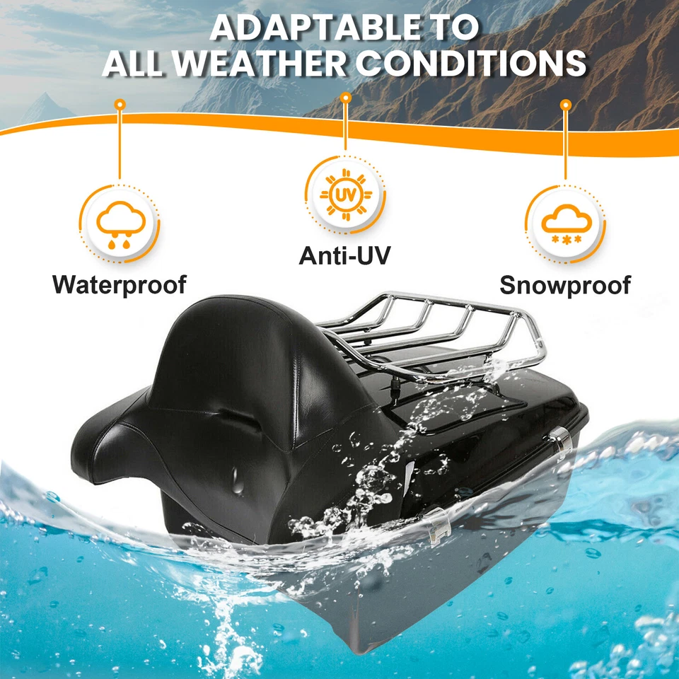 King Trunk Backrest Rack Pack For Harley Davidson Touring Street Road Glide 14+ - Image 3 of 4