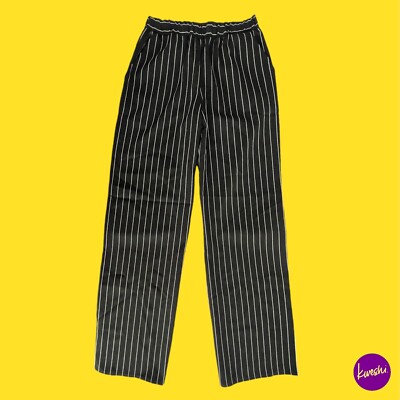 V BY VERY Women's Wide Leg Trousers, Black, Striped, UK 8 | EU 36 | US 4