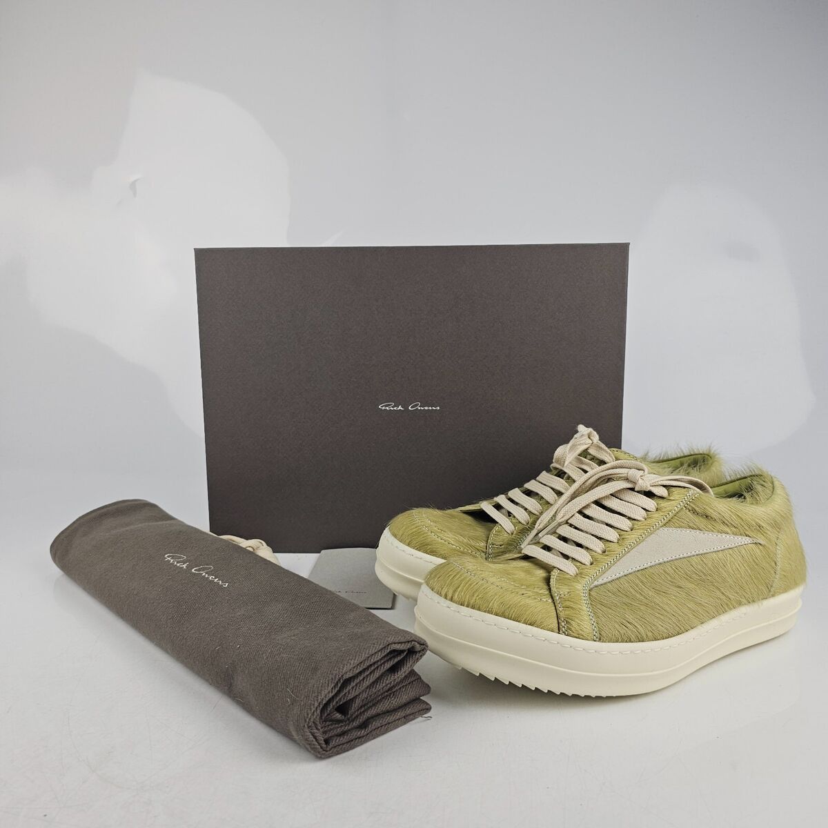 RICK OWENS Dirty Acid/Milk Vintage Leather Low Top Sneakers RICK OWENS Dirty Acid/Milk Vintage Leather Low Top Sneakers