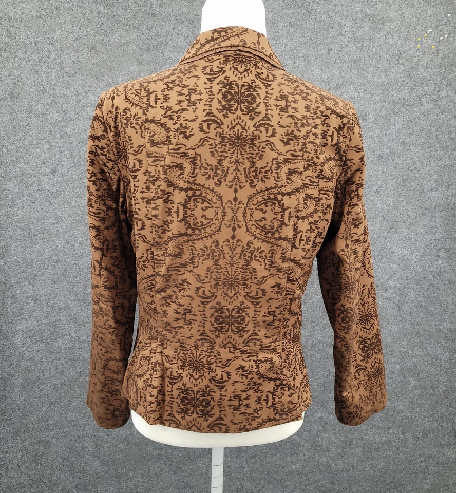 Blazer Emma & James Mujer 10 Volantes Dobladillo Manga Larga Forrado Terciopelo Flocado Marrón Foto 3 de 4