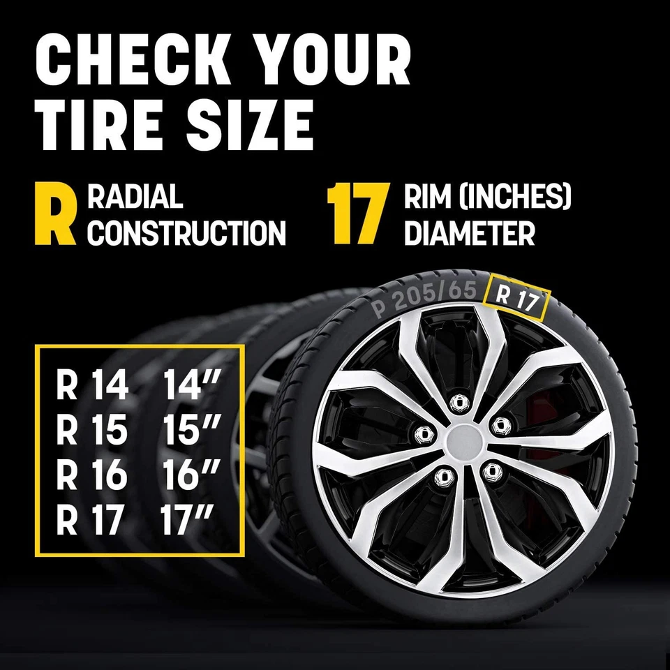 Juego de 4 cubiertas de rueda de coche de 17 pulgadas para todos los vehículos negro plata diseño araña Foto 3 de 4