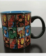 Marvel Avengers Hero's Comics Coffee Mug Cup Ceramic Black Blue 20 oz
