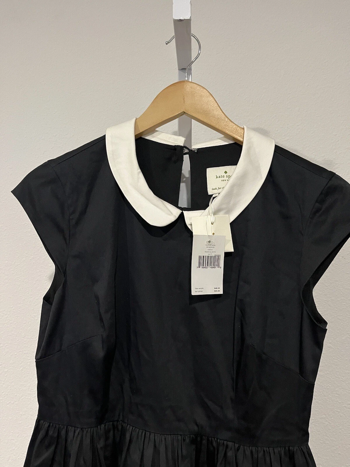 Abito Kate Spade Kimberly nero crema da $548 taglia 6 nuovo con etichette! RARO