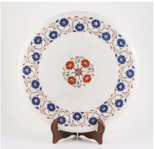 18'' white Marble Table Top center Coffee side malachite Inlay decor mosaic q21