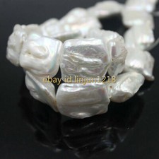 Grade Rectangle Reborn Baroque Freshwater Pearl Beads Strand 15" 12x16mm