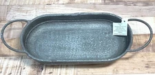 Oval Black Metal Tray With Handles For Kitchen Or Home Decor