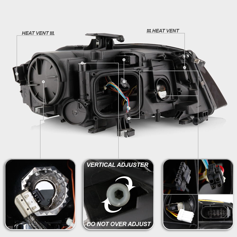 LED STRIP] For 09-12 Audi A4 D3S Xenon OE-Style Projector 
