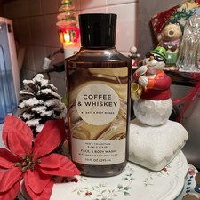 BATH  BODY WORKS COFFEE  WHISKEY MEN'S 3 IN 1 HAIR FACE BODY WASH 10 oz BOTTLE