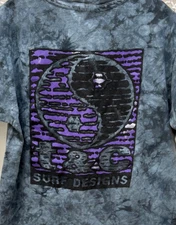 Vintage 80s T&C Surf Designs T-Shirt Gray/Black Tie-Dye Single Stitch Adult Sz L