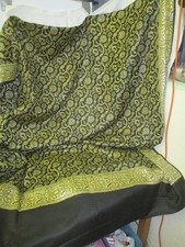 1980's India XLNC Dubai 100 Pure Kashmiri Shawl black gold metallic thread