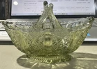 4x6 Inch Vintage Fenton Split Twig Green Basket Nut Dish