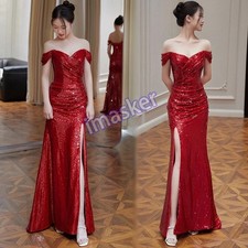 NEW Evening Formal Party Ball Gown Prom Bridesmaid Host Sequin Slim Dress