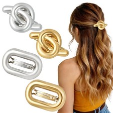 4PCS Metal Hair Clips for Women Vintage Gold French Hair Barrettes Non-Slip Eleg