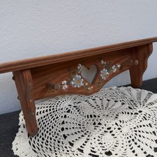 Solid Wood Wall Shelf with Heart Cutout 24"L Country Cottage Core Style