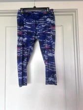 90 Degree by Reflex Athletic Capri Length Purple/ Multicolor Leggings Sz L