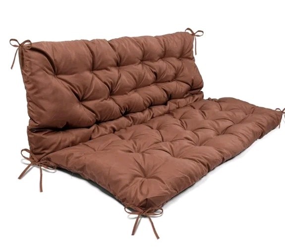 Outdoor Bench Cushion Waterproof Swing Seat Pad Replacement with Backrest & Ties