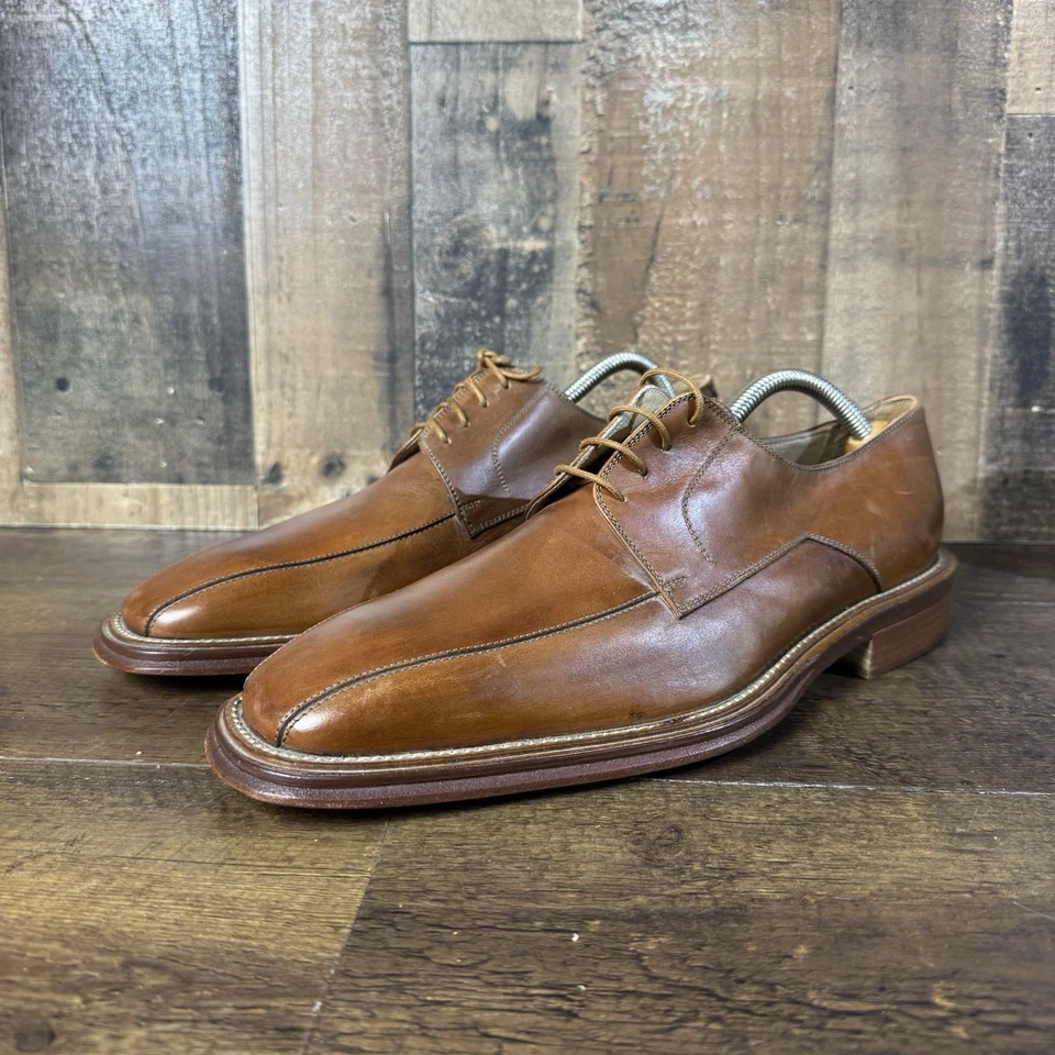 Men’s Bachrach Leather Brown Oxford Size 10.5 Italy New - Image 2 of 4