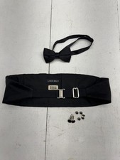 Larr Brio Black 3 Piece Suit Cummerbund Bowtie Cuff Link Set Mens