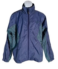 ASICS Long Sleeve Full Zip Vented Light Runners Jacket Blue Green Medium