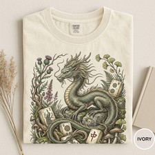 Mahjong Dragon Graphic Tee Floral Botanical Art Mahjong Player Men  Women
