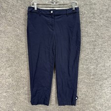 Talbots Cropped Pants Women 6P Petite Blue Mid Rise Skinny Chino Flat Front