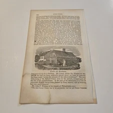 Penn's Old Brewhouse Pennsylvania c. 1843 Engraving (392)