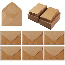 100 Pack Mini Envelopes with Blank Note Cards, Brown 4 x 2.7 Inches, Self-A...