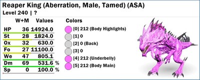  ARK Survival Ascended OFFICIAL PVE - PAIR ADULT DINOS PINK TOP STATS
