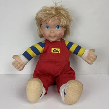 Vtg 80s My Buddy Doll 22" red overalls blond hair blue eyes (see all pics)