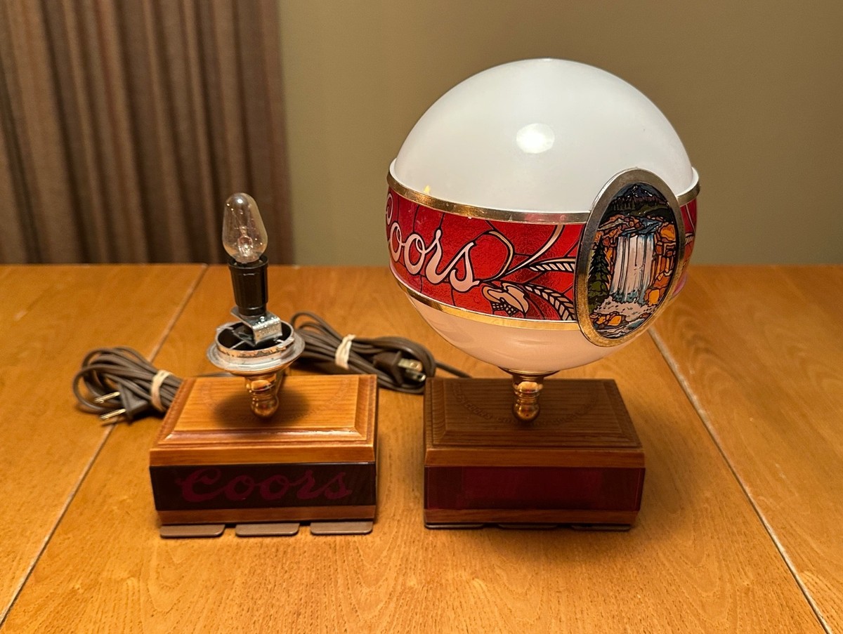 Vintage Coors Beer Globe Lamp Light with Digital Clock + Extra