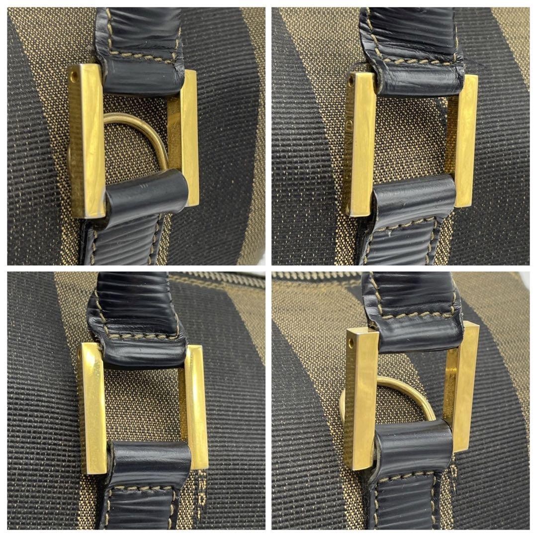 FENDI Hand Shoulder Bag Tote Purse 2way Pecan Canvas Leather Black Authentic thumbnail 5