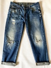 G Star Raw Damen Jeans 28 Inch Corvet Kate Tapered Blau Used Distressed ITALIEN!