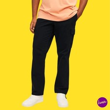 Image of JACK & JONES Men’s Barkley Cargo Trousers, 100% Cotton, Black, 36W x 32L