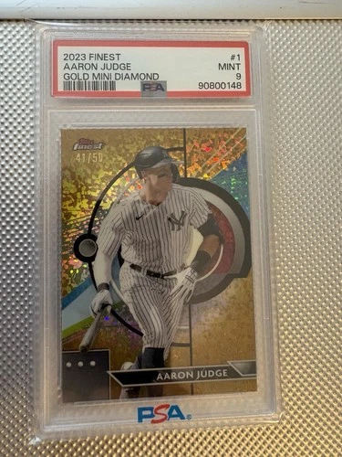 2023 Topps Finest Aaron Judge #1 Gold Mini-Diamond Refractor PSA 9 /50 Yankees
