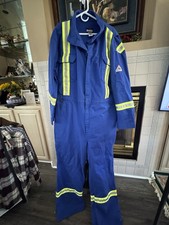 BULWARK FR FLAME RESISTANT MEN'S SIZE 50 REG COVERALLS, ZIP UP, WORN ONCE A 