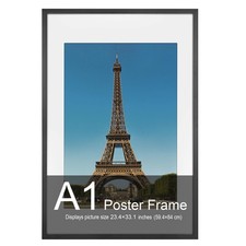 A1 Picture Frame 23.4 x 33.1 inches , Solid Wood Black Wood Poster Frame-Hor...