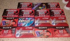 NEW SEALED Mixed Lot of 15 Vintage Sony TDK Memorex 60  90 Blank Cassette Tapes