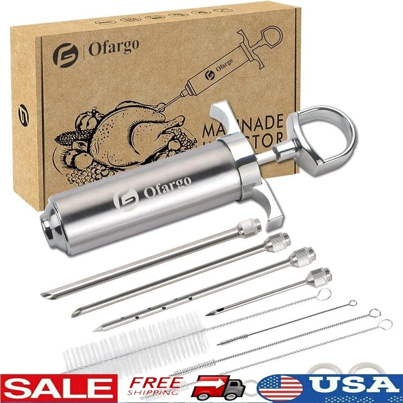 Stainless Steel Meat Injector Kit Heavy Duty BBQ Tool W/ Needles & Cleaners New
Opens in a new windo