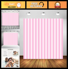 7x5ft Pink White Stripe Fabric Backdrop for Baby Girls Birthday Party, Photo B