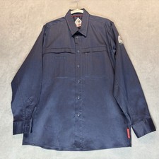 Bulwark FR Size Large Work Shirt iQ Series Flame Resistant RG Navy Long Sleeve