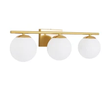 Farmhouse Vanity Wall Light Fixture  Bathroom Makeup Lamp Milk White + Gold