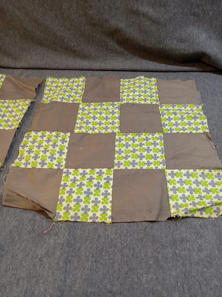 Patchwork Fabric Gray Green Checker Squares Making Quilts Blankets Lot Of 2 - Image 4 of 4