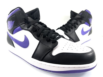 NIKE AIR JORDAN 1 MID BLACK DARK IRIS WHITE PURPLE KINGS 554724