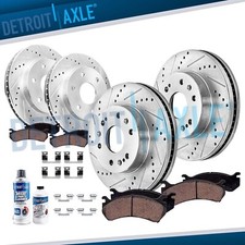Front Rear Drilled Brake Rotors Brake Pads for Avalanche Tahoe Yukon Suburban