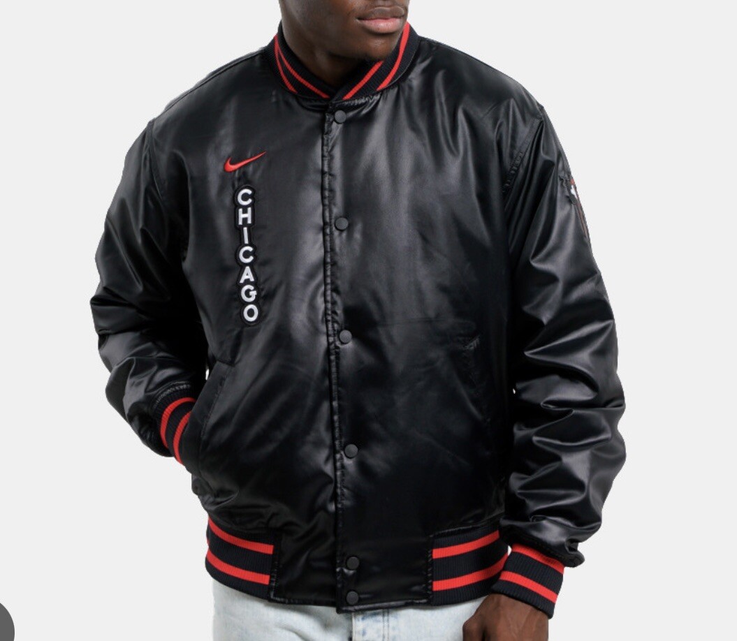 Nike Chicago Bulls City Edition Satin Courtside Jacket, Size Nike Chicago Bulls City Edition Satin Courtside Jacket, Size