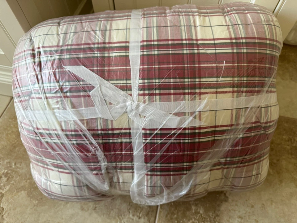 Pottery Barn ~RED HANNON PLAID~ COLCHA KING Y 4 FUNDAS ~NAVIDAD~ QUERIDA SANTA Foto 2 de 4