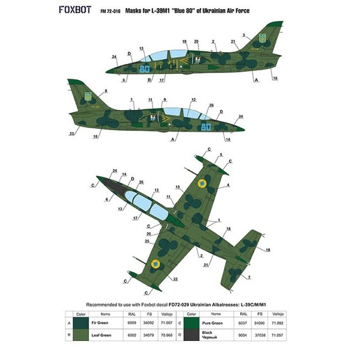 FOXBOT FM 72-016 Scale 1:72 Masks camouflage L-39M1 Blue 80 Ukrainian Air Force - Picture 21 of 24